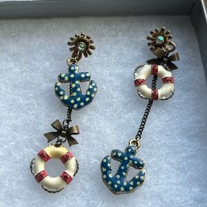 Gold and Blue Nautical Betsey Johnson Earrings